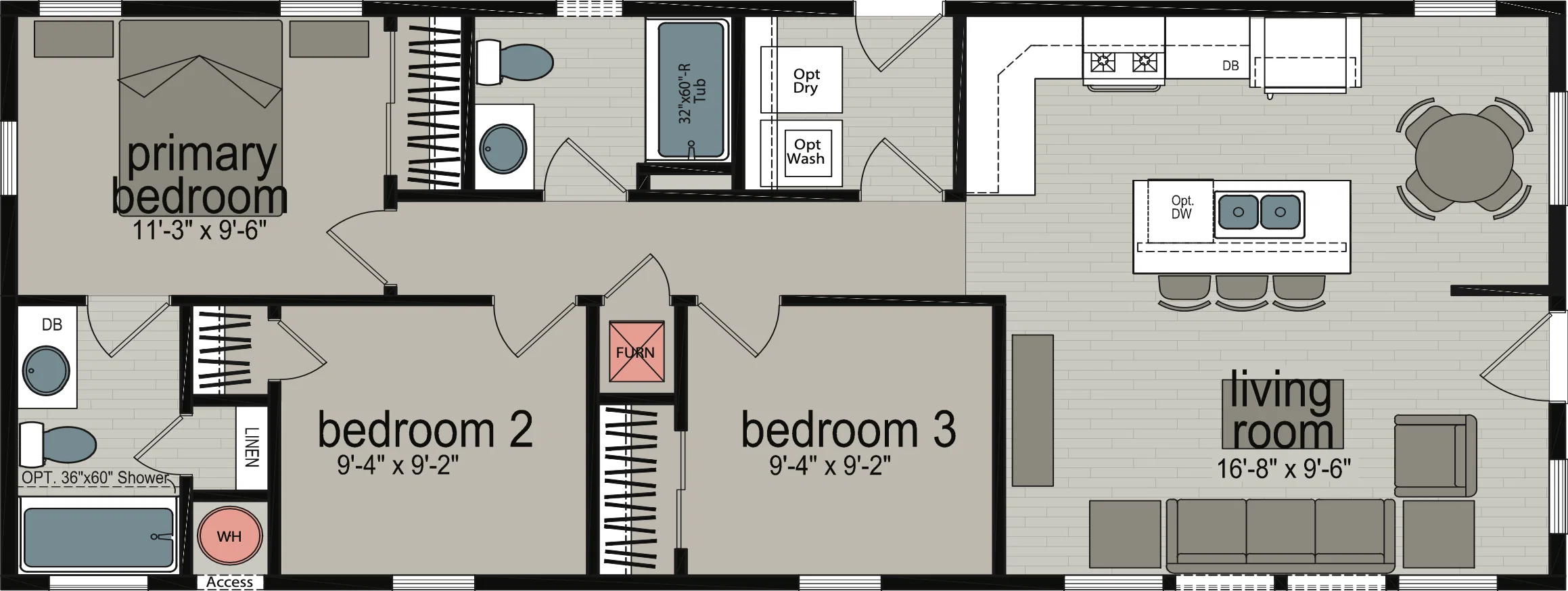 Sail bay floor plan home features